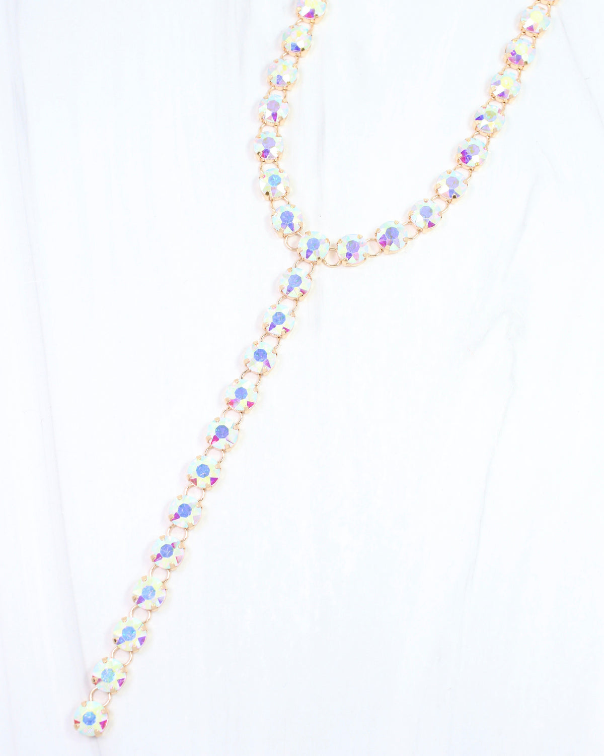 Andrea Rhinestone Y Necklace Clear AB