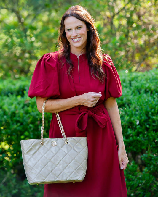 Quentin Quilted Tote - Gold Shimmer LD