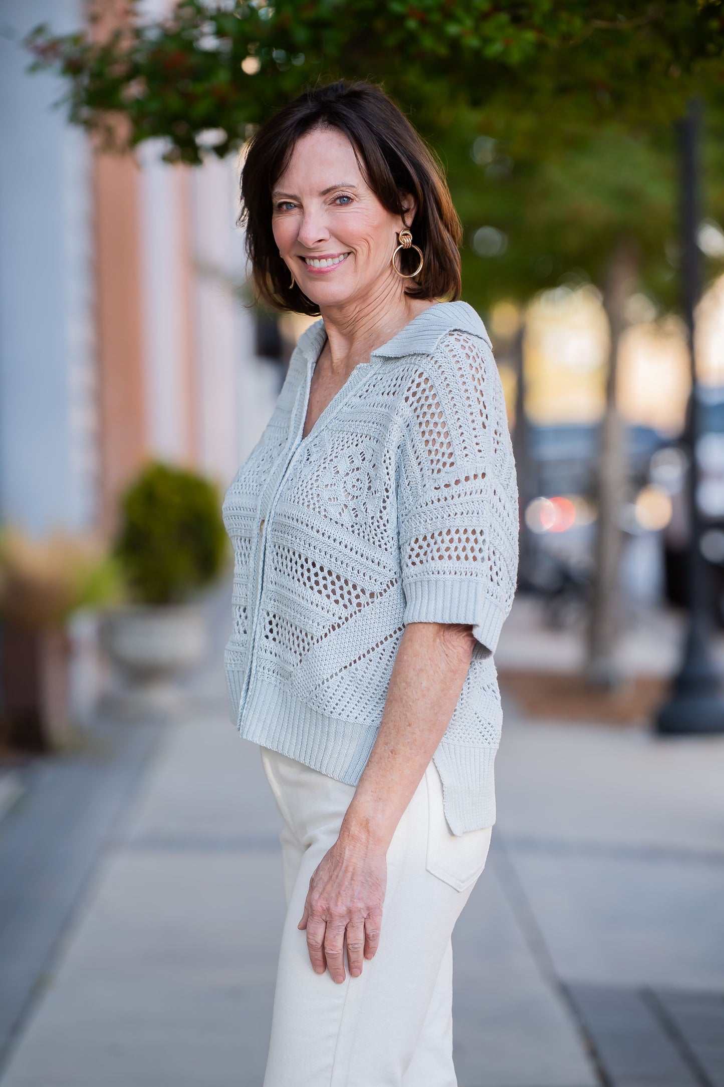 Montclair Crochet Button Up Sweater
