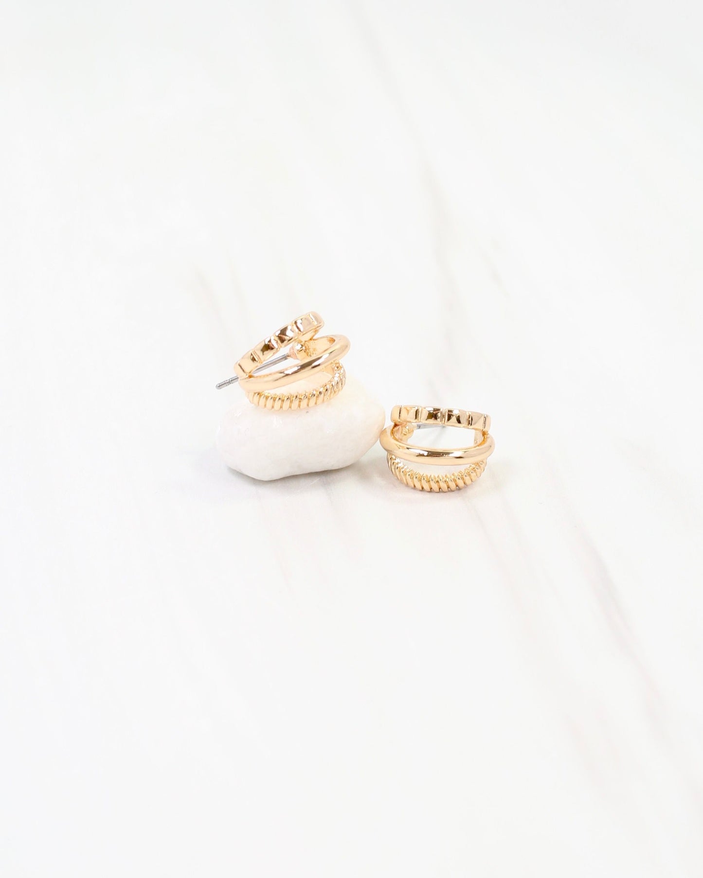 Keene Three Line Hoop Earring WR Gold