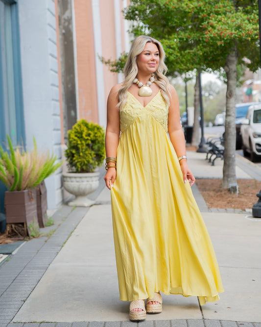 Talula Woven Lattice Bodice Maxi Dress