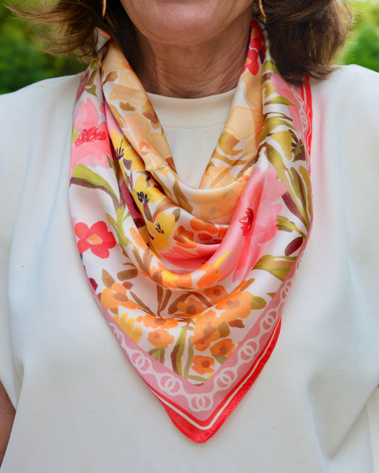 Elora Floral Print Scarf Pink Multi
