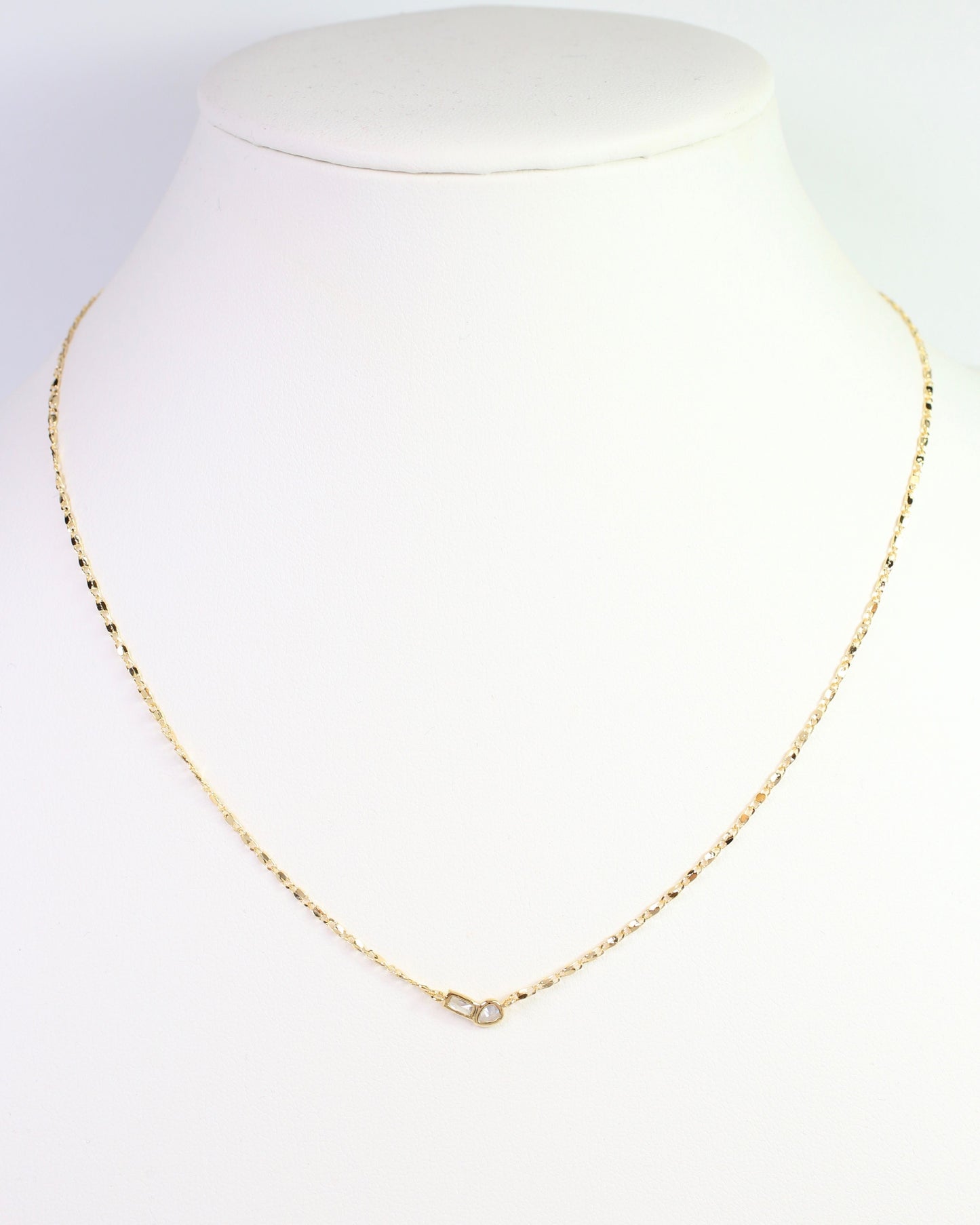 Minden Teardrop Baguette Necklace WR Gold