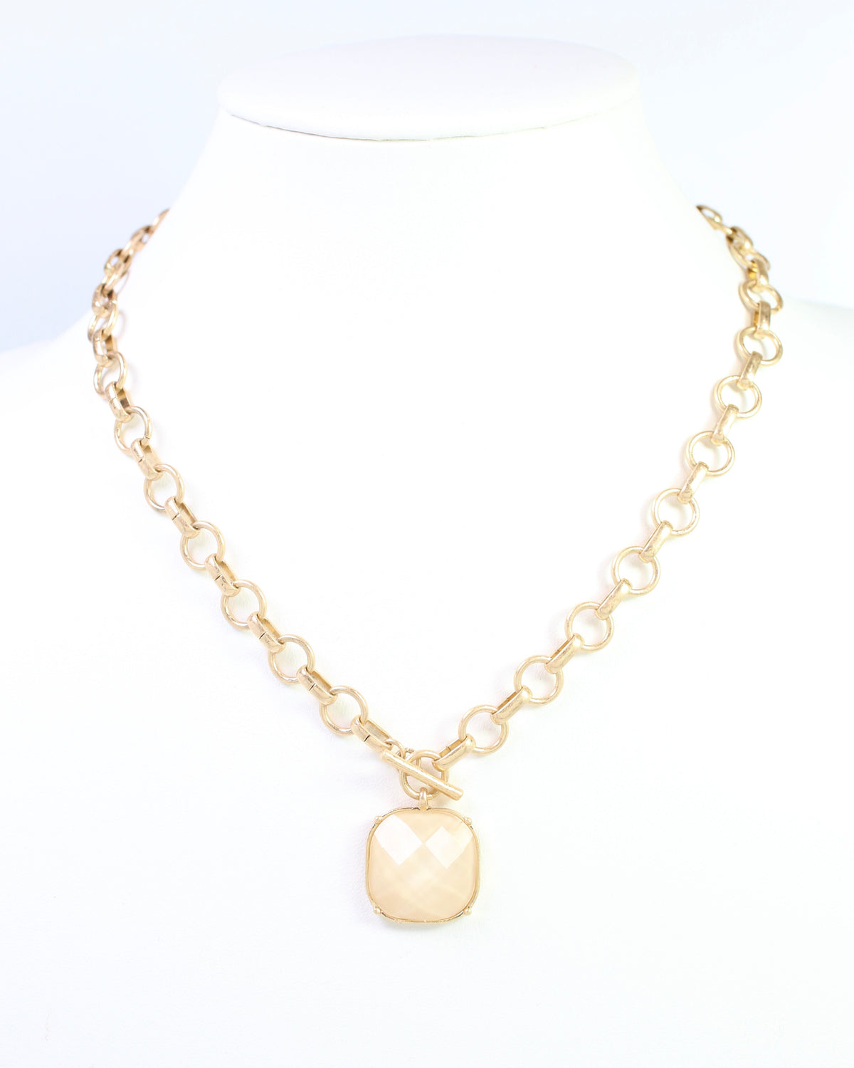 Remington Faceted Square Toggle Necklace Ivory