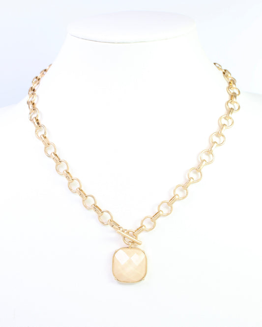 Remington Faceted Square Toggle Necklace Ivory