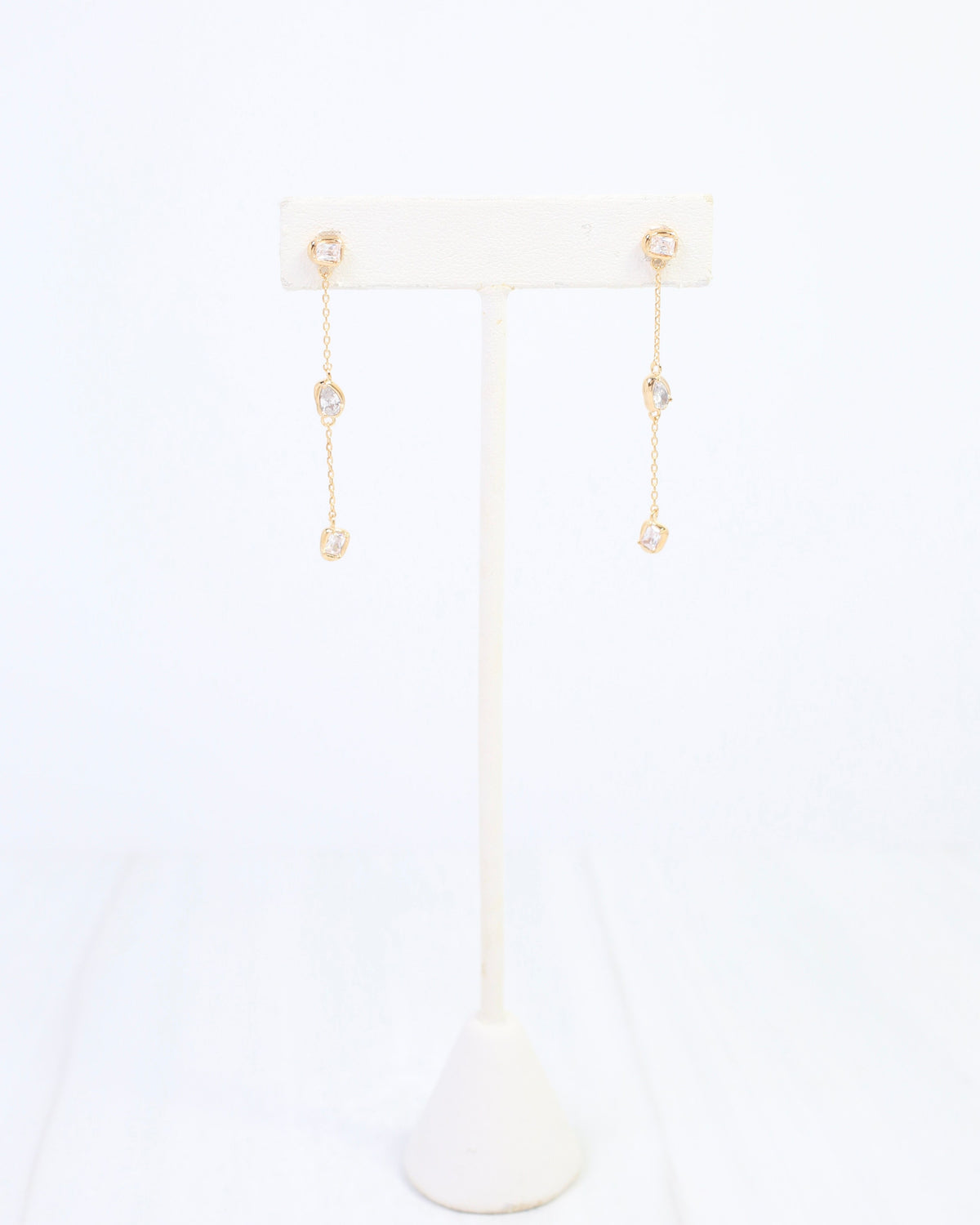 Macey CZ Dangle Earring WR Gold
