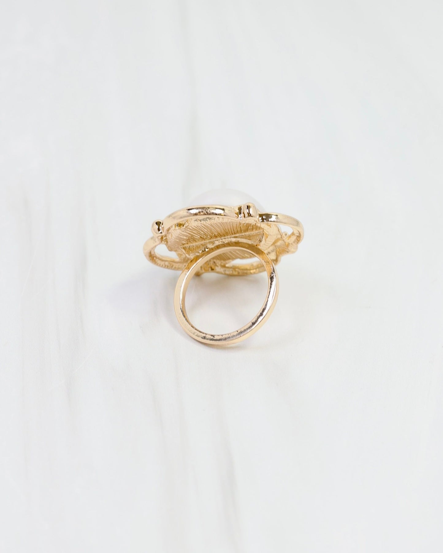 Palmcreat Pearl Scarf Ring Gold