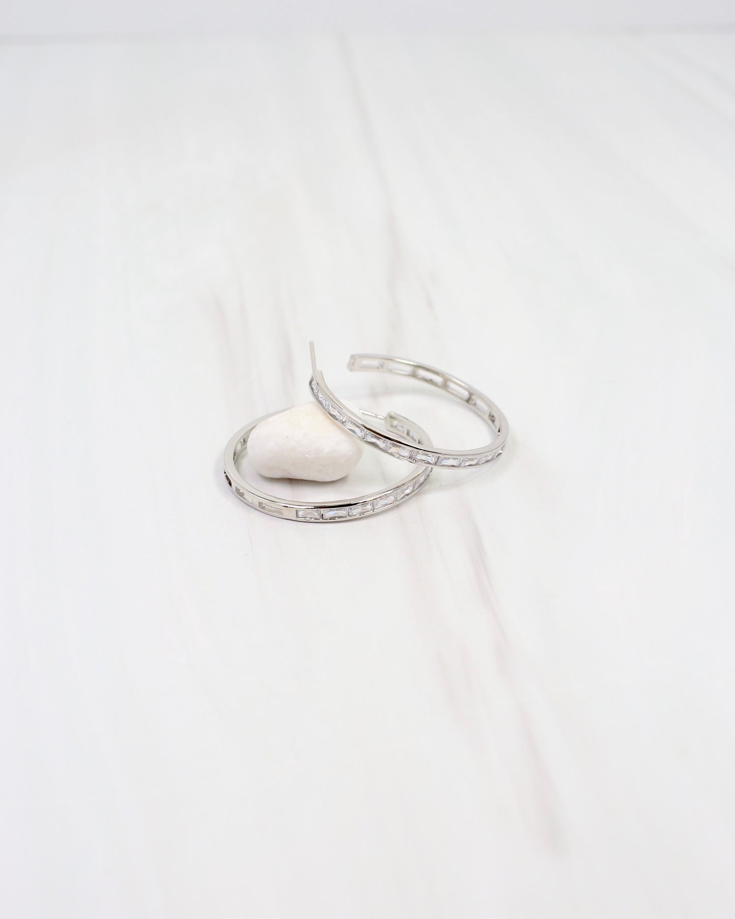 Westfield CZ Lined Hoop Earring Silver