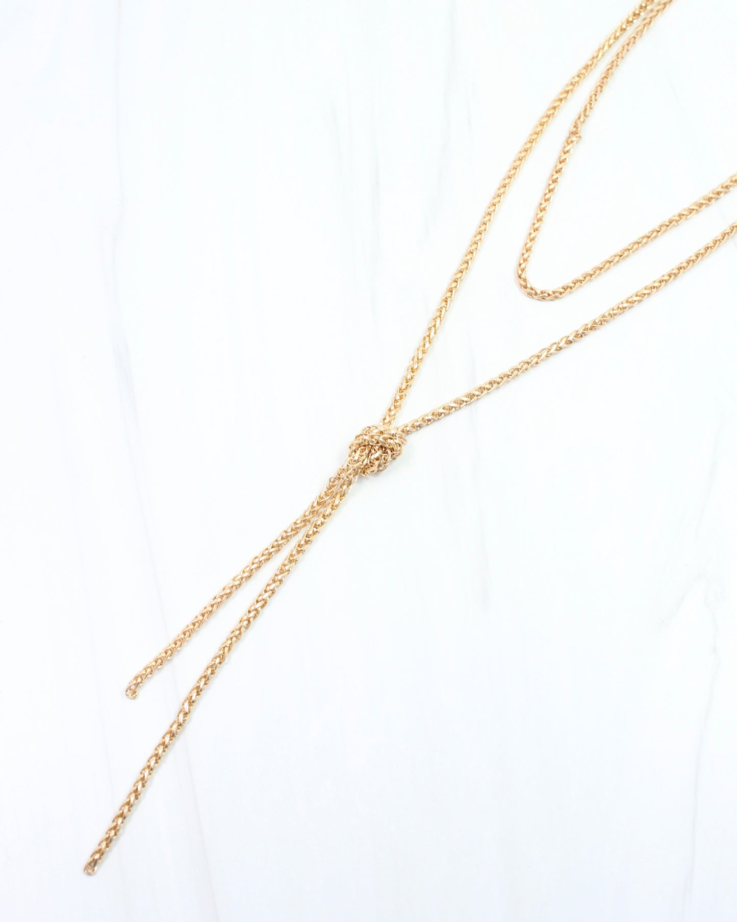 Gracie Long Rope Chain Necklace Worn Gold