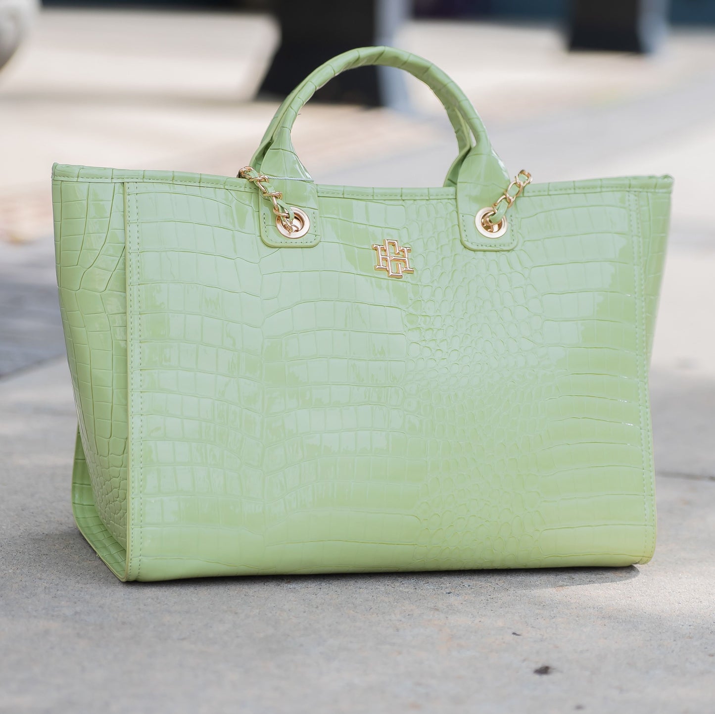 Missy Tote Lime Patent EC