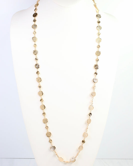 Danvers 42" Hammered Circle Long Necklace Gold