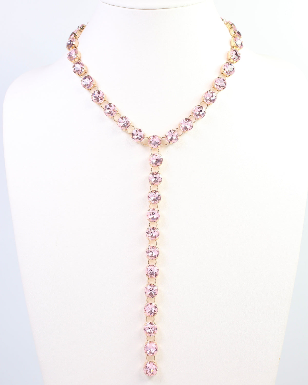 Andrea Rhinestone Y Necklace Pink