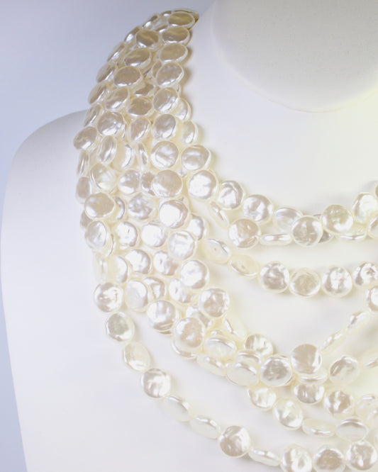 Hancock Multi Layered Pearl Necklace Cream