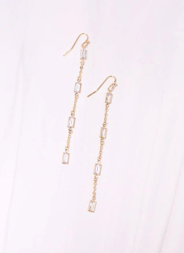 Saldana Crystal Drop Earrings GOLD