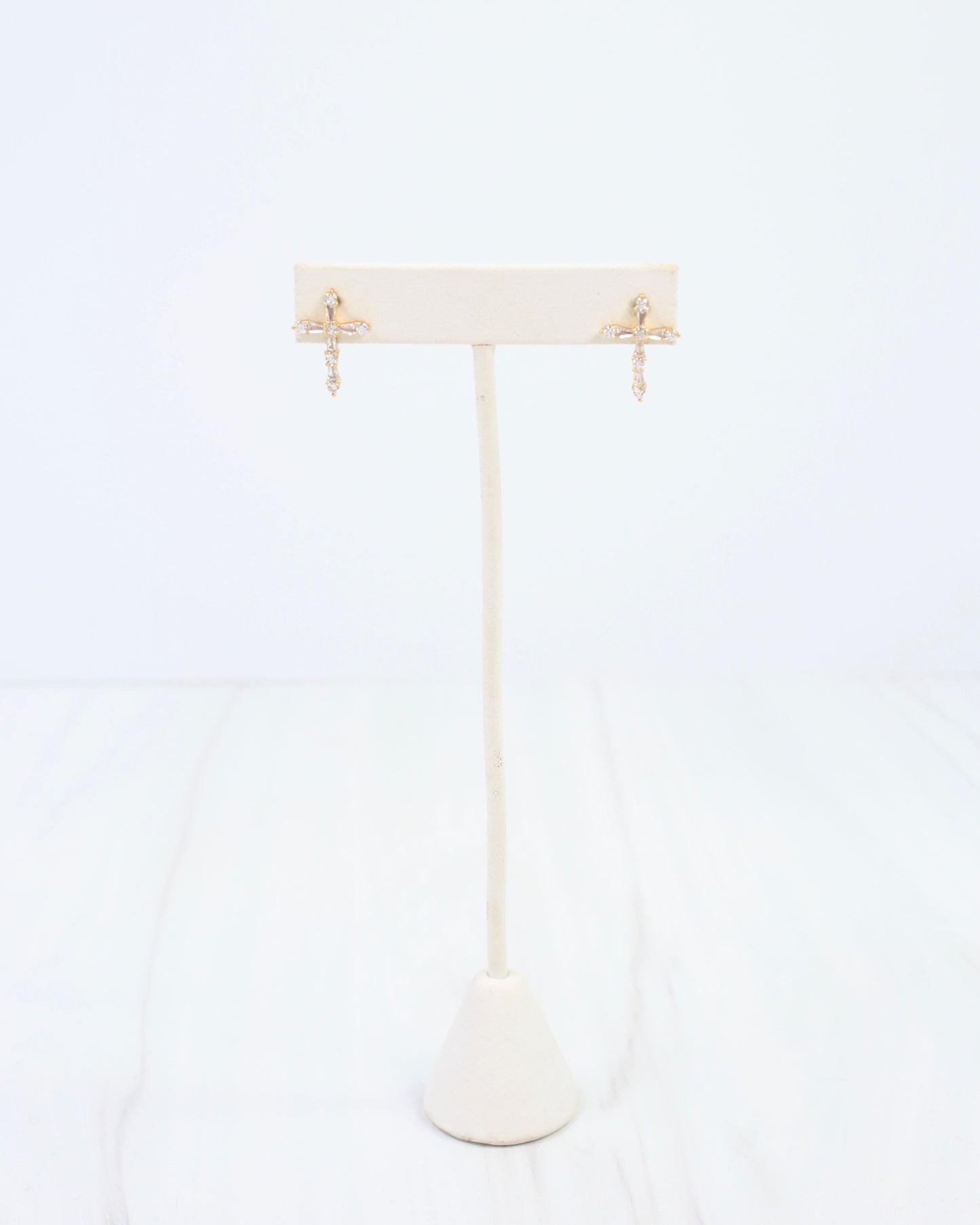 Vicksburg CZ Cross Earring Gold