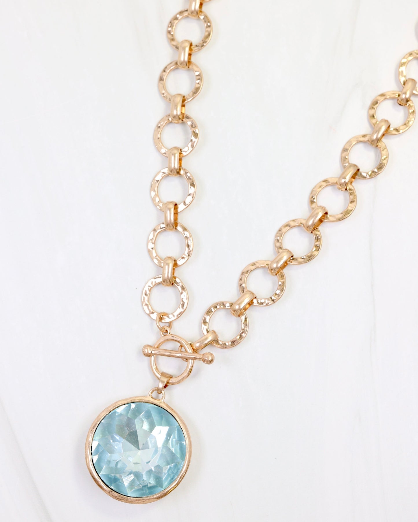 Palace Crystal Pendant Necklace Light Aqua
