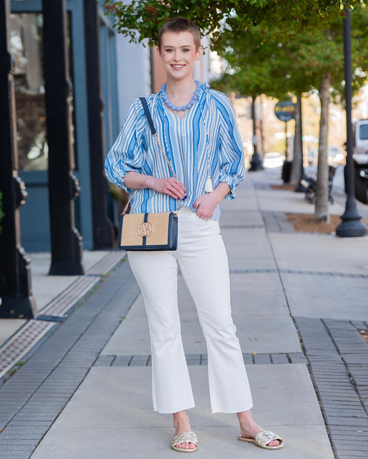 Silverpine 3/4 Sleeve Striped Top