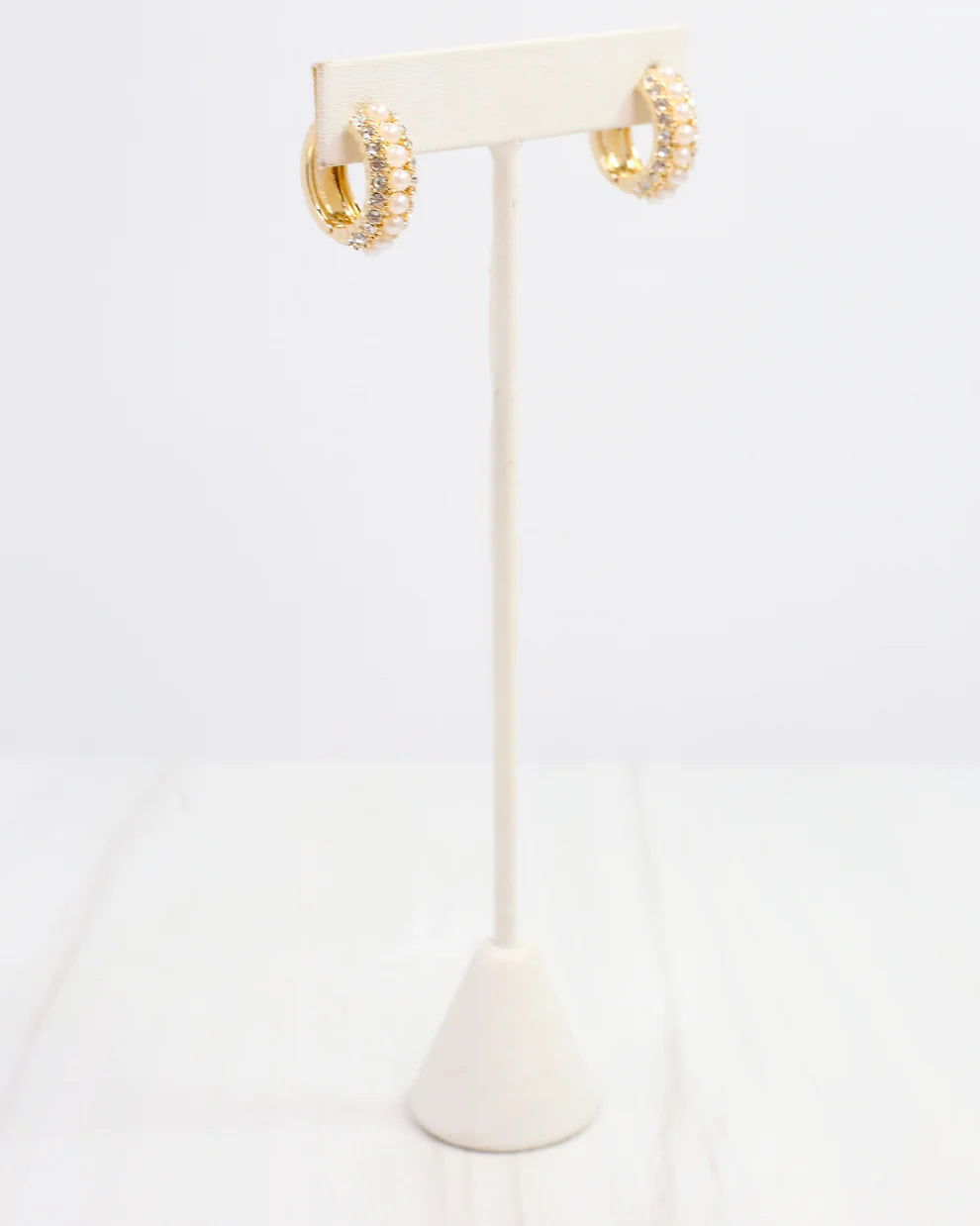 Ritz Pearl and Pave Hoop Gold