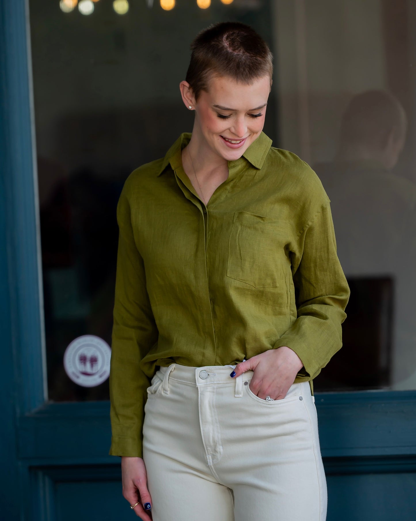 Jackson Linen Blouse - Olive Green