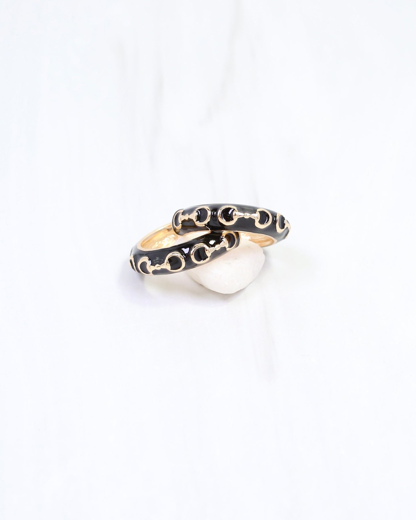 Kaylene Horsebit Hoop Earring Black