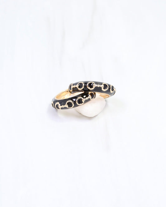 Kaylene Horsebit Hoop Earring Black