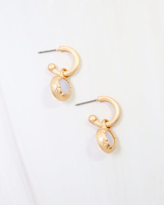 Alma Matte Gold Dangle Earring Opal