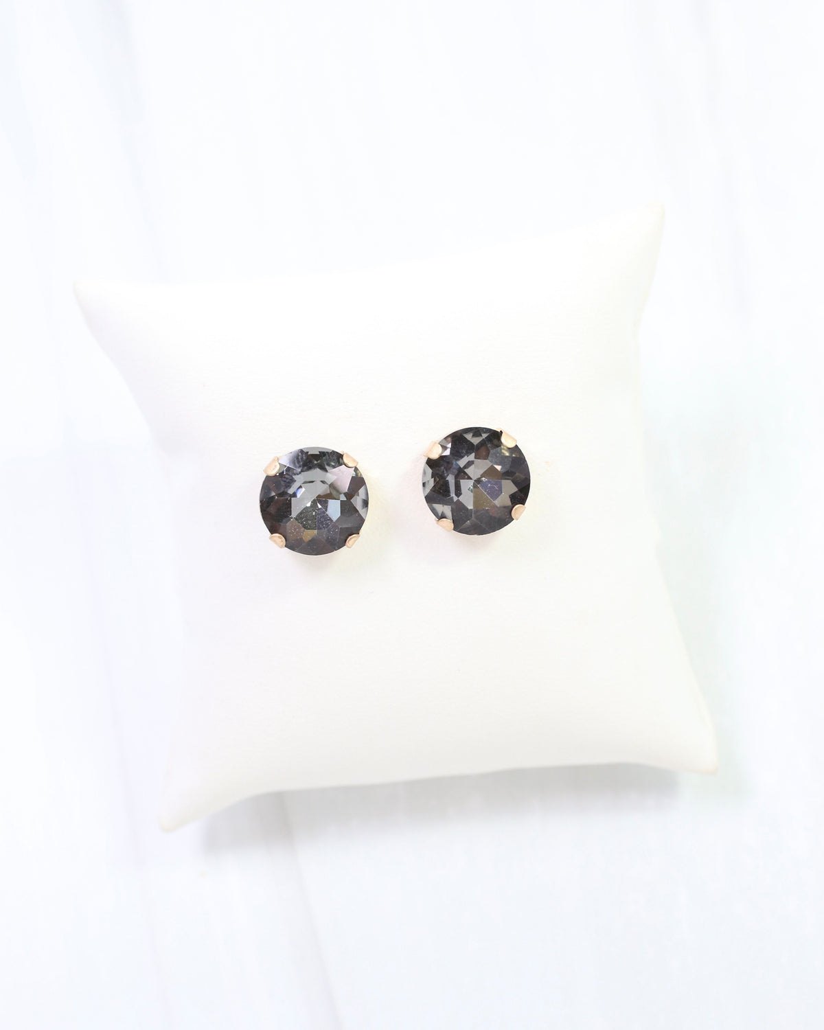 Andi Large Rhinestone Stud Earring Black Diamond