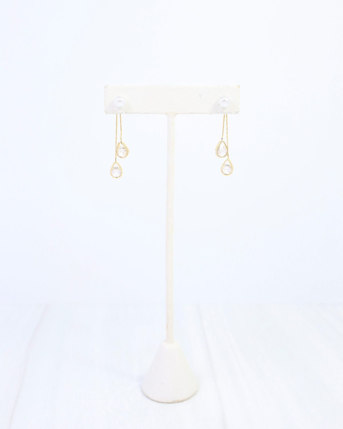 Nara Pearl CZ Dangle Earring WR Gold