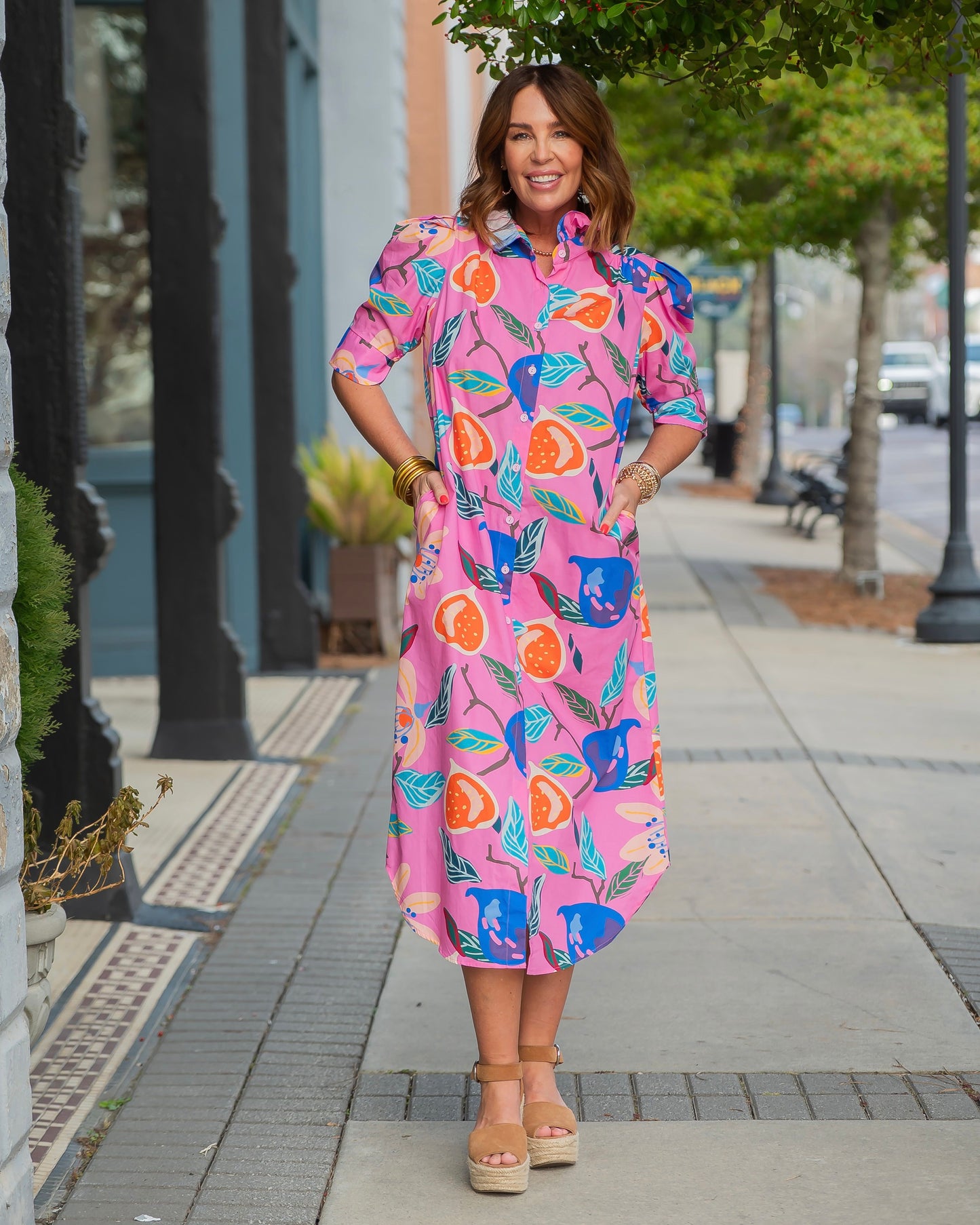 Azurebay Floral Puff Sleeve Dress