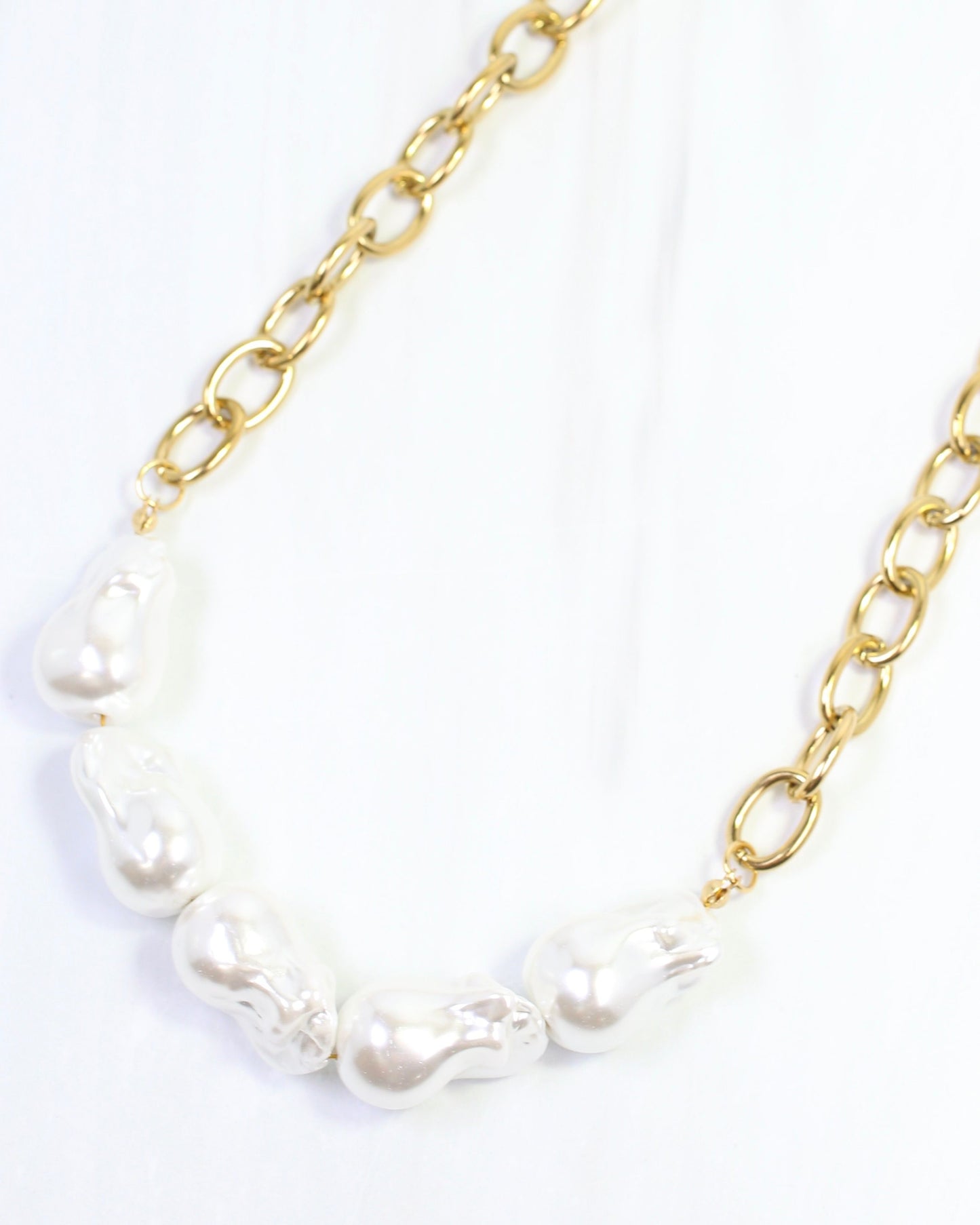 Darya Baroque Pearl Link Necklace WP Gold