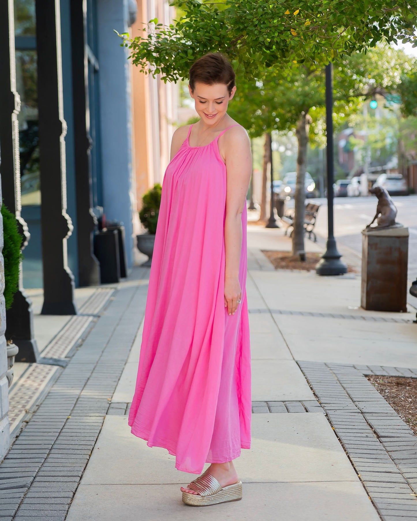 Cayman Textured Gauze Maxi Dress - Pink