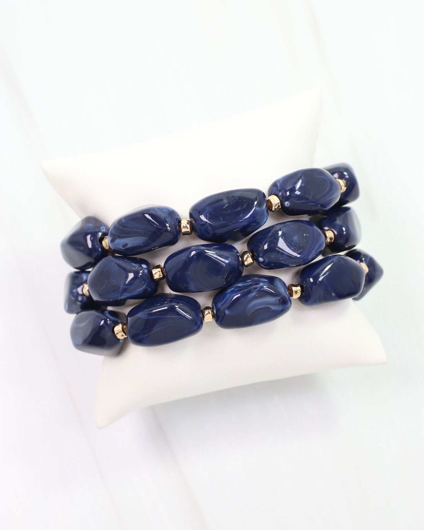 Eimy Beaded Stretch Bracelet Set Navy