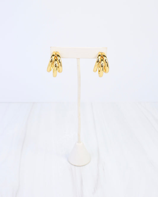 Binghampton Triple Hoop Earring WR Gold