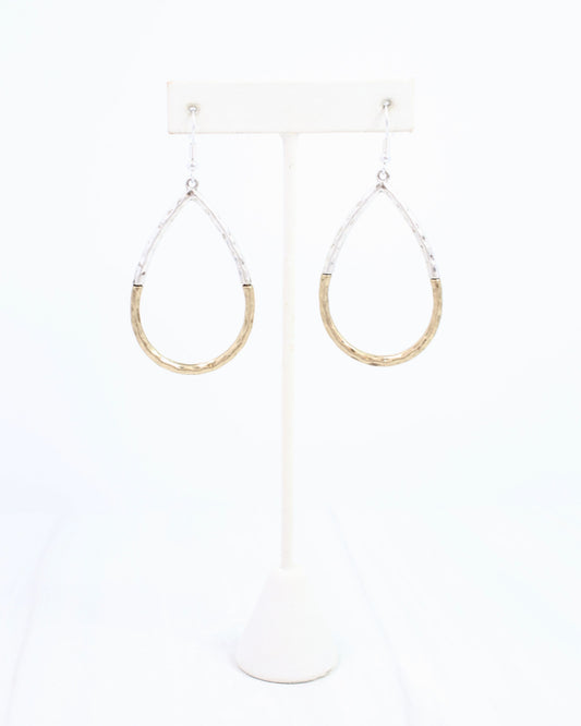 Sun Prairie Hammered Teardrop Earring Gold Silver