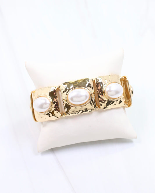 Dorthea Pearl Stretch Bracelet WR Gold