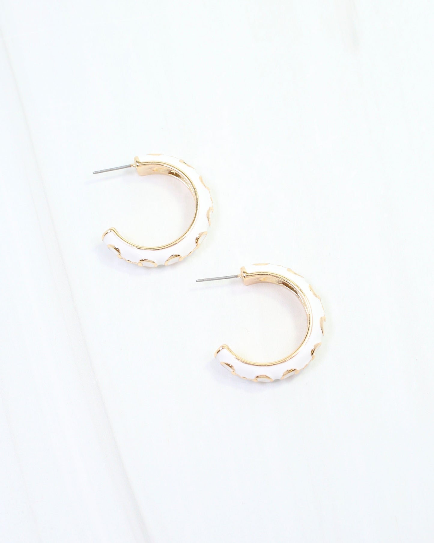Kaylene Horsebit Hoop Earring White