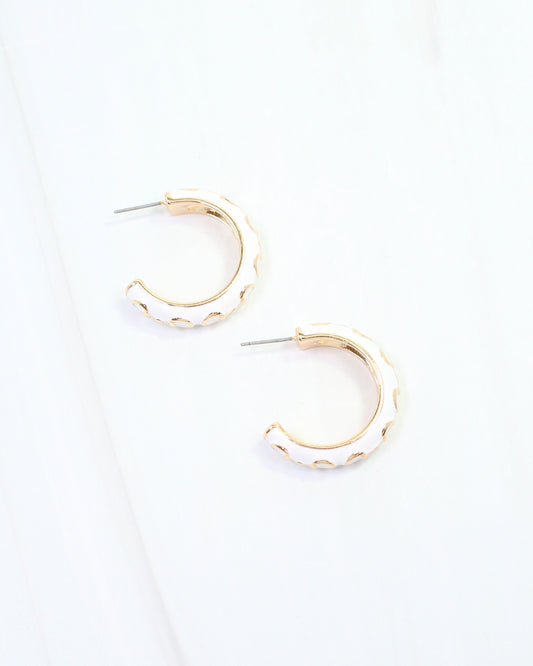 Kaylene Horsebit Hoop Earring White