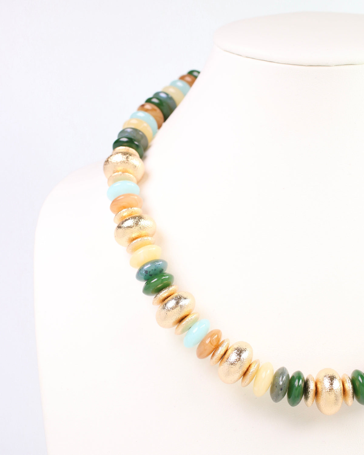 Victoria Stone Beaded Necklace Olive Multi