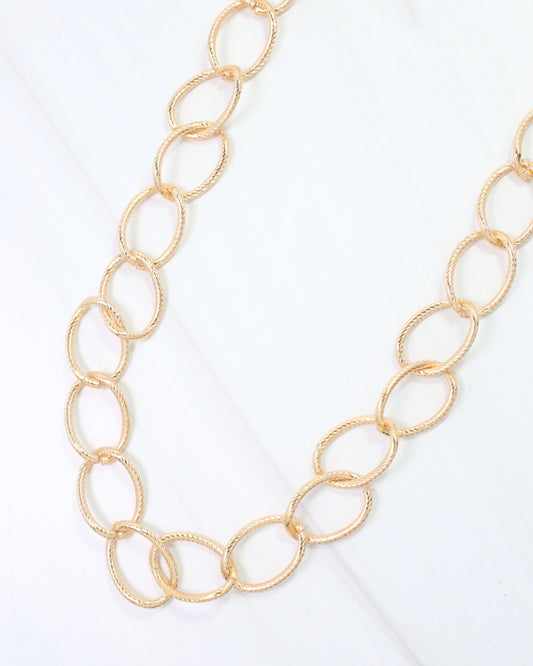 Greenwich Textured Oval Chain Necklace GOLD