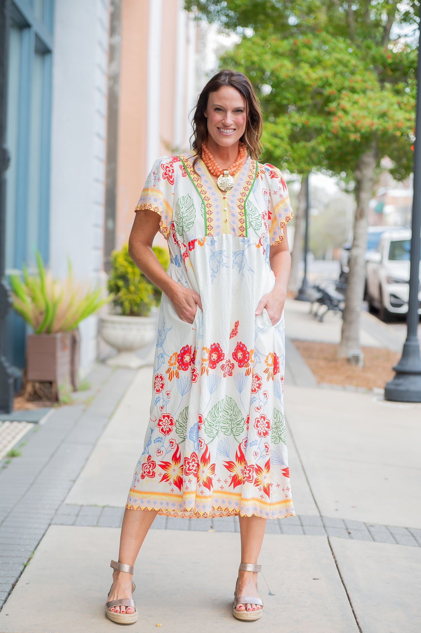Liv Mix Boho Floral Midi Dress