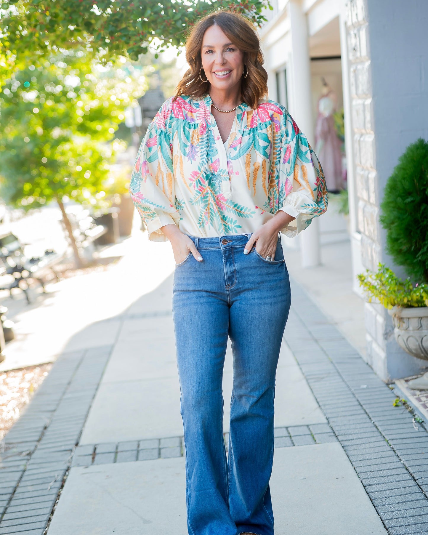 Laurel Tropical Print Silk Blouse