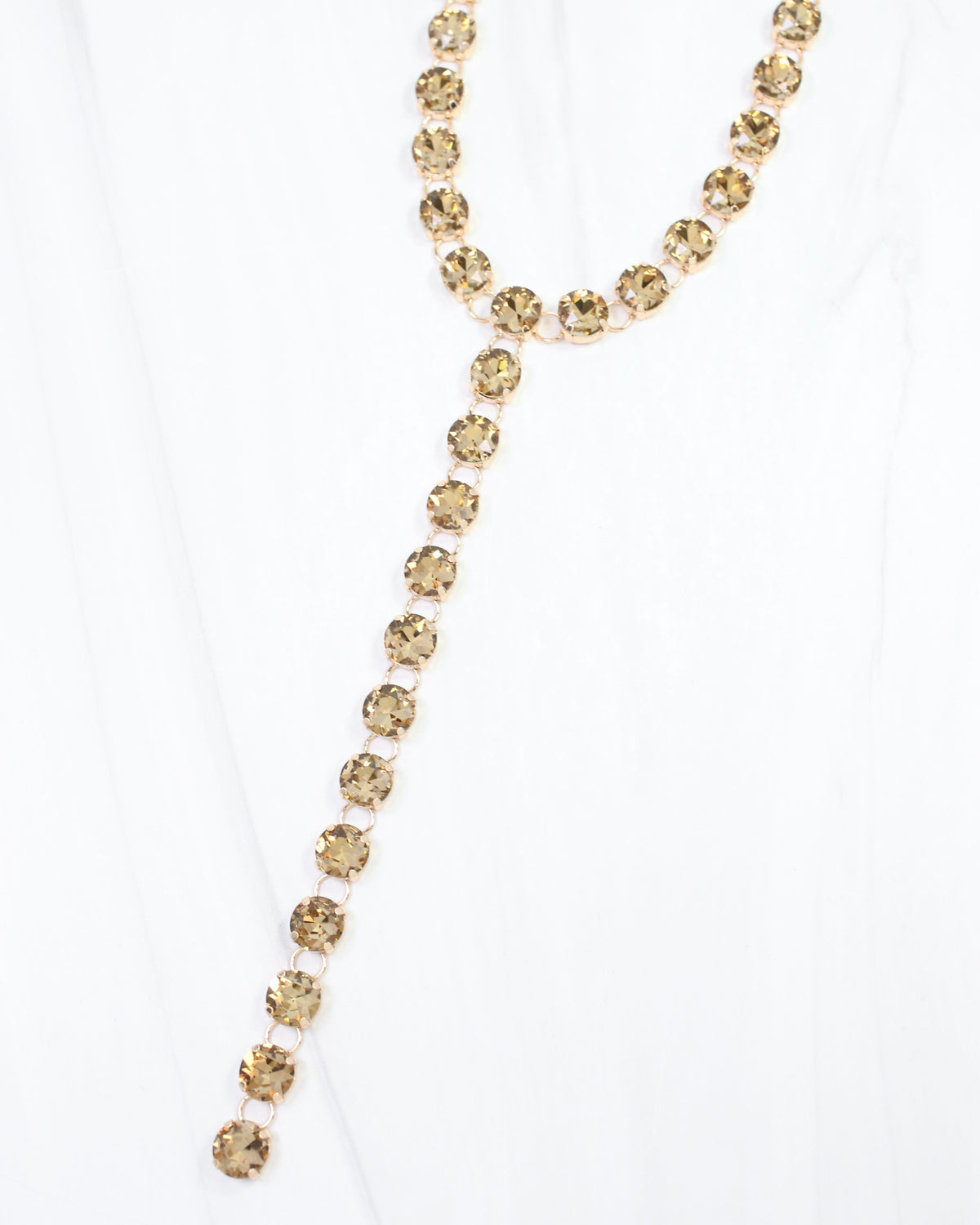 Andrea Rhinestone Y Necklace Topaz