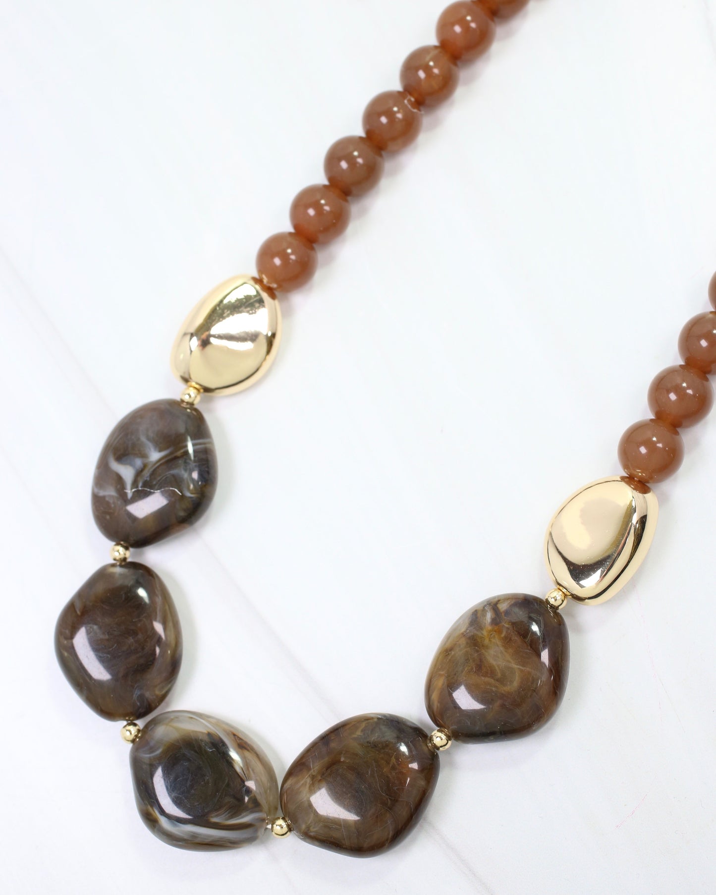 Elkton Stone Beaded Necklace Brown
