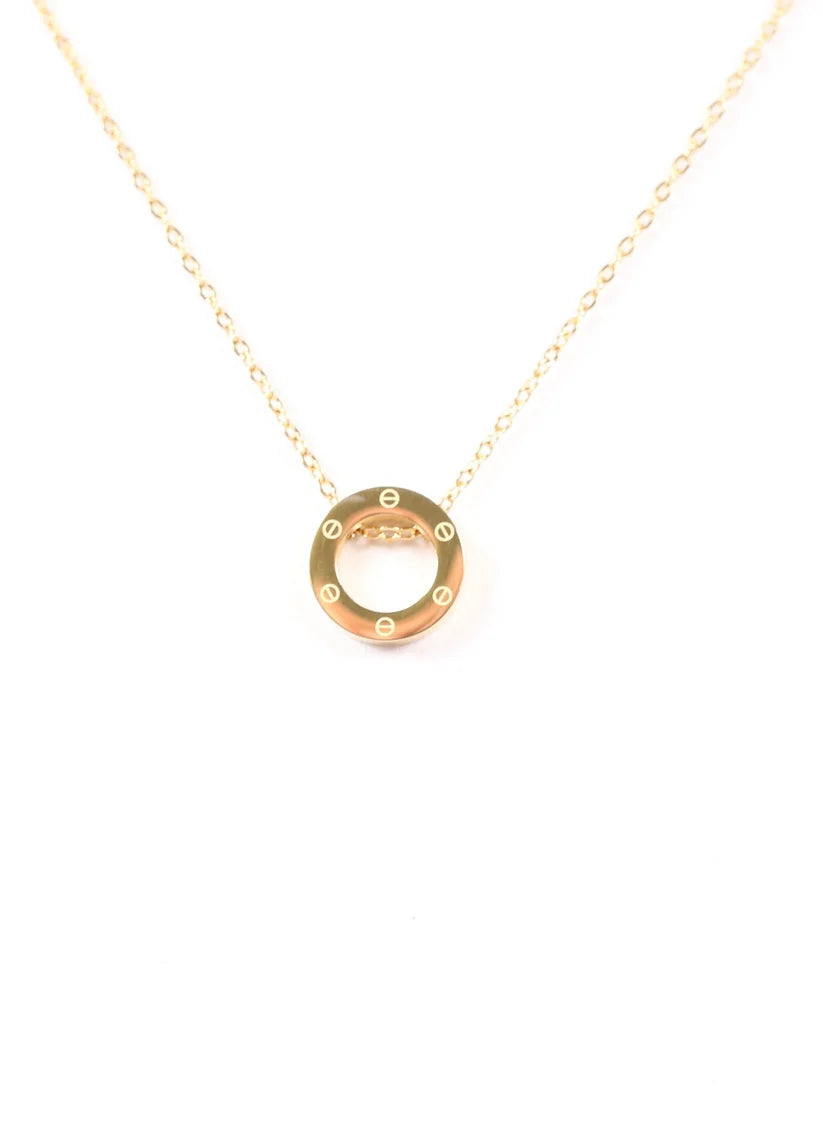 Hendler Circle Charm Necklace Gold