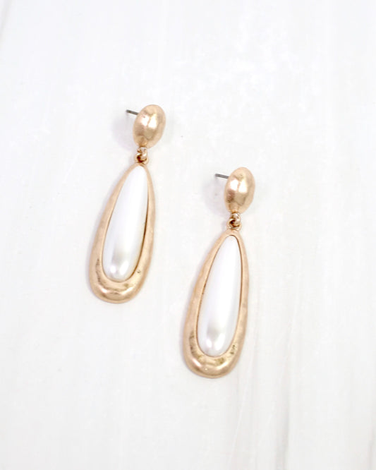 Inverell Pearl Teardrop Earring Worn Gold