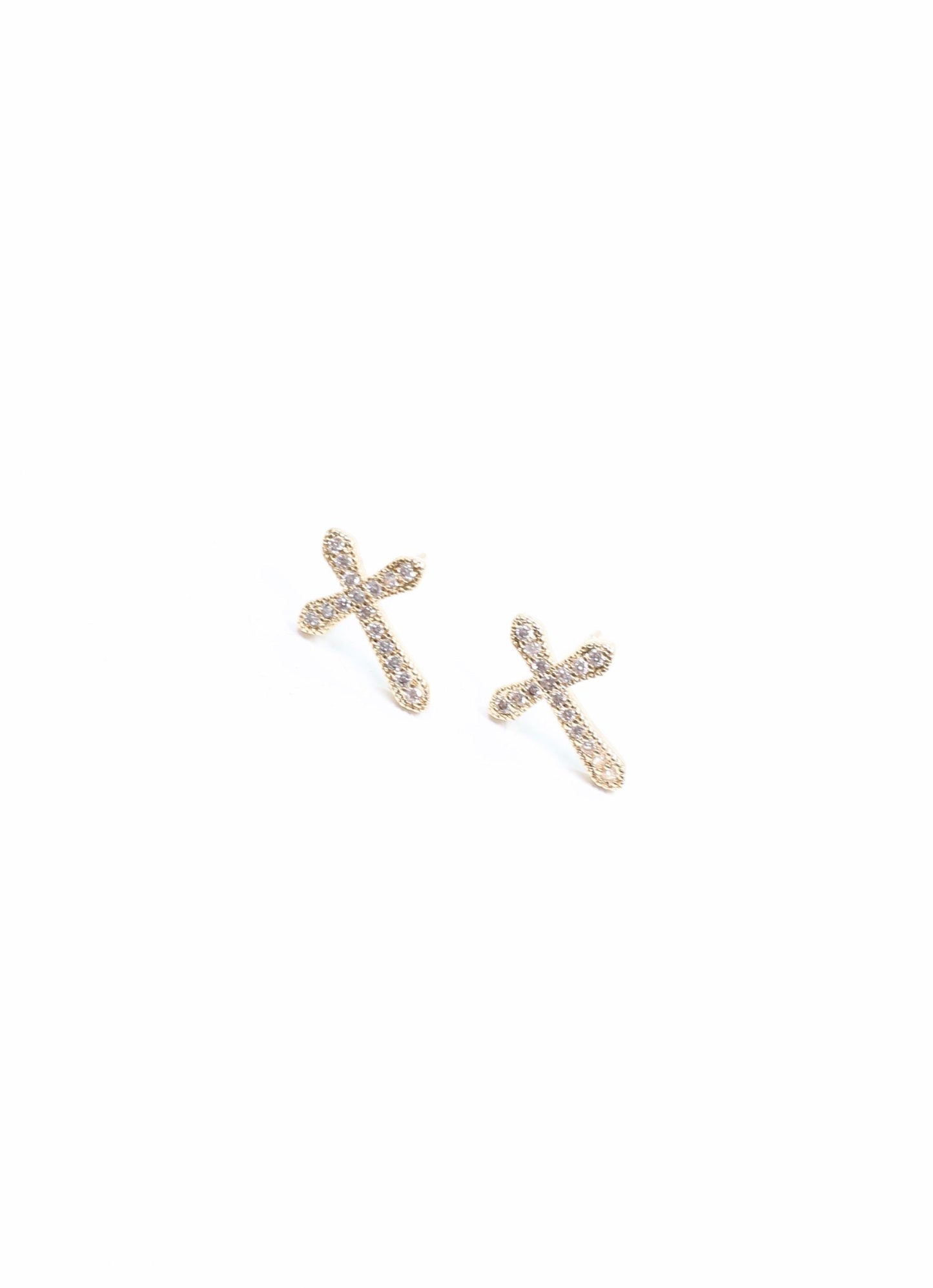 Eddison CZ Cross Earring GOLD