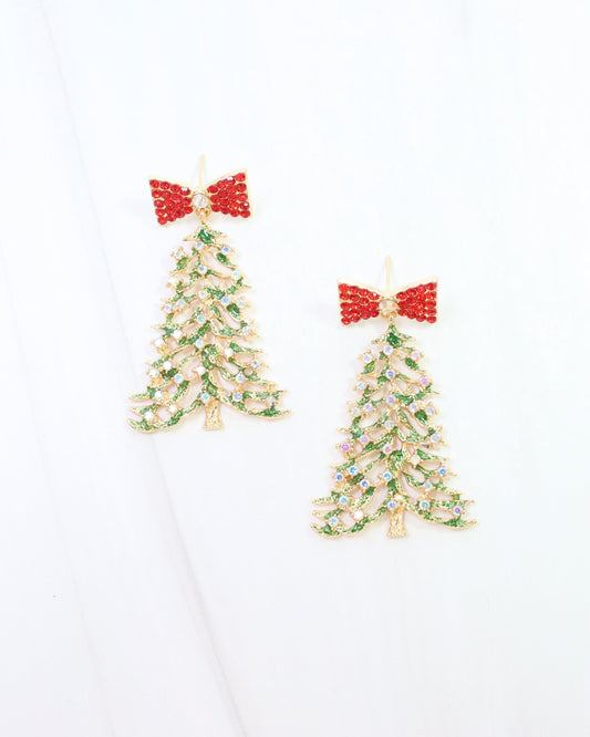 Twinkle Christmas Tree Earring Red