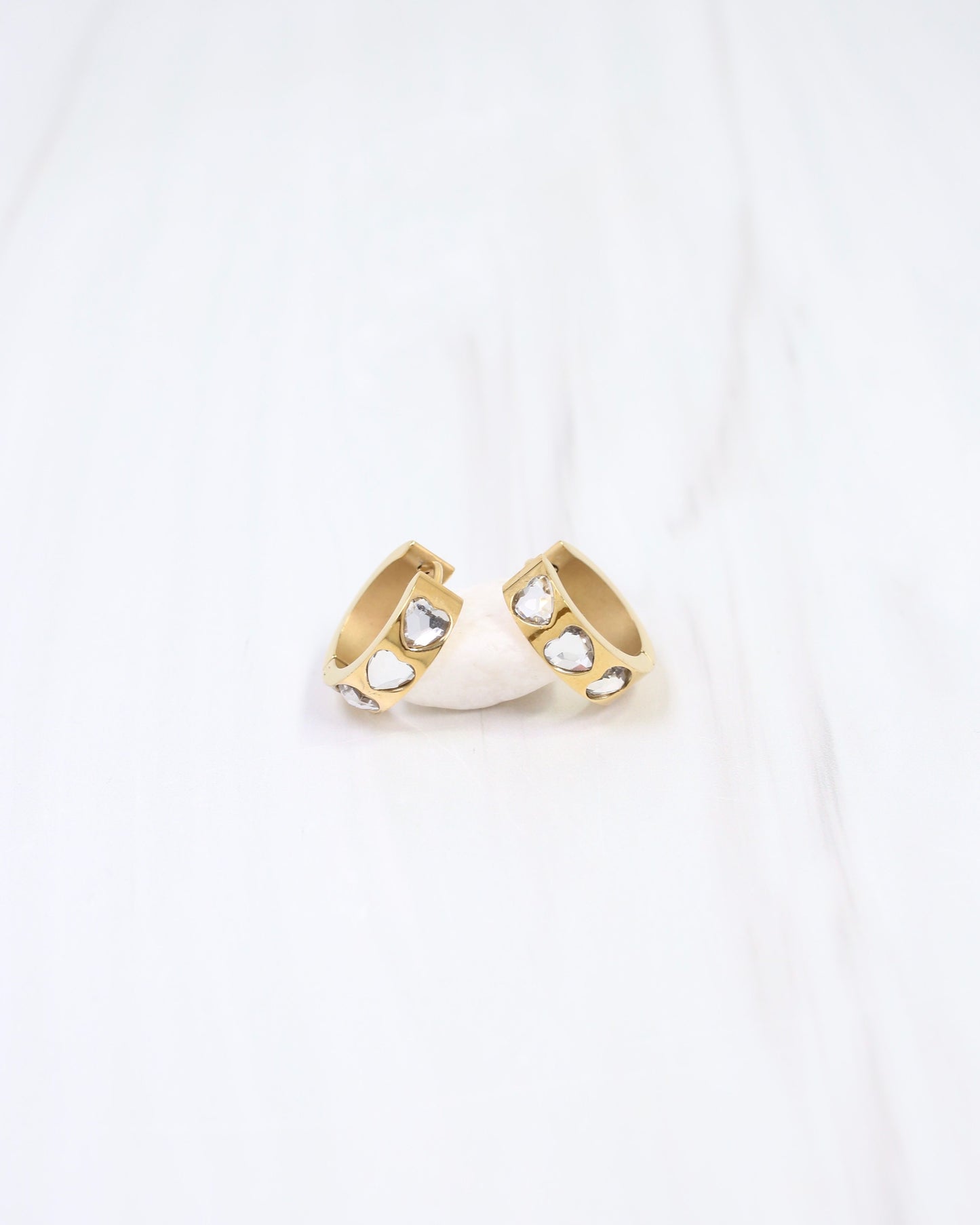Luci CZ Heart Hoop Earring WP Gold