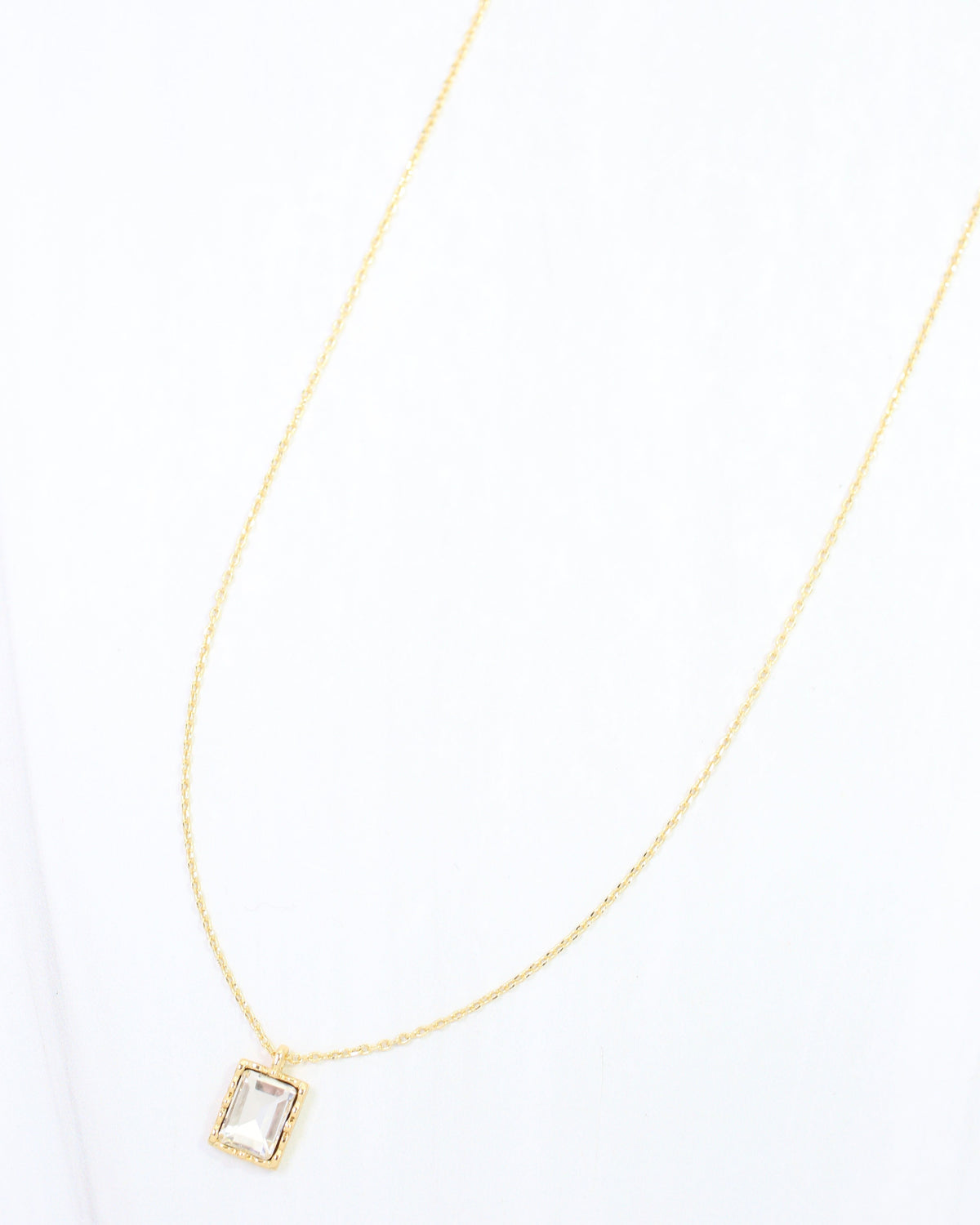 Edwardo Emerald Cut CZ Necklace WR Clear