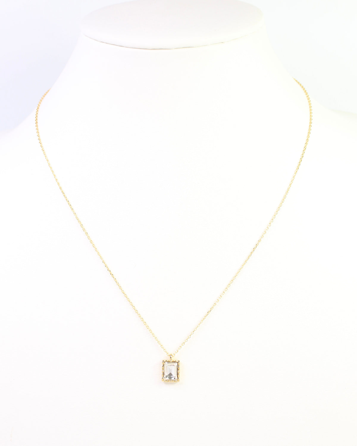 Edwardo Emerald Cut CZ Necklace WR Clear